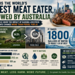 Food is Climate - Climate  Diet Monthly Newsletter - The U.S. is the world’s biggest meat eater, followed by Australia, yet most people know the impact of raising livestock impacts climate change more than fossil fuels! It takes 1800 gallons of water to make 1 lb of beef!