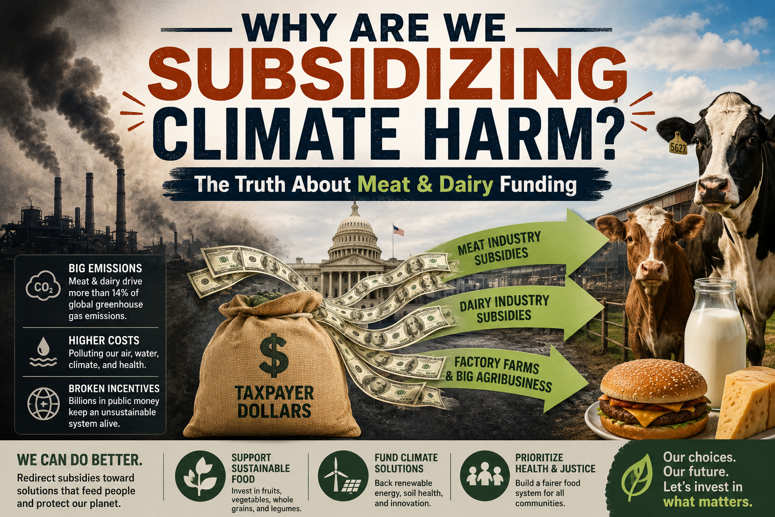 Climate  Diet Weekly Digest July 2nd – Why Are We Subsidizing Climate Harm? The Truth About Meat & Dairy Funding