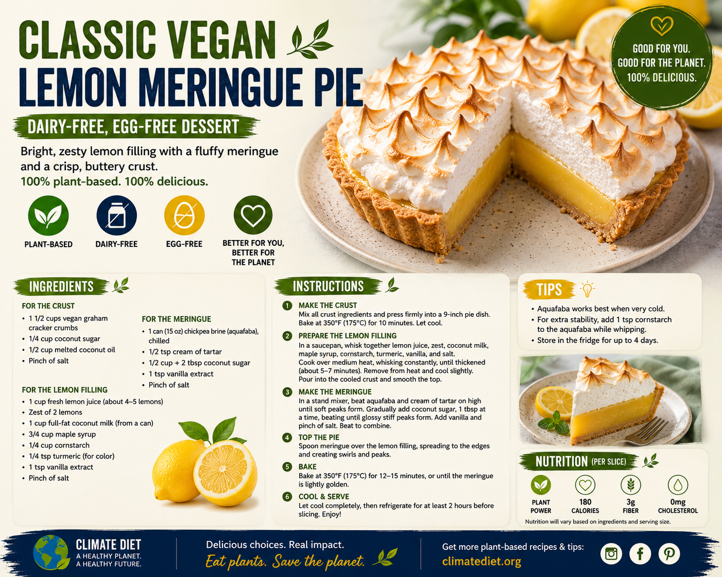 Classic Vegan Lemon Meringue Pie Recipe | Dairy-Free, Egg-Free Dessert