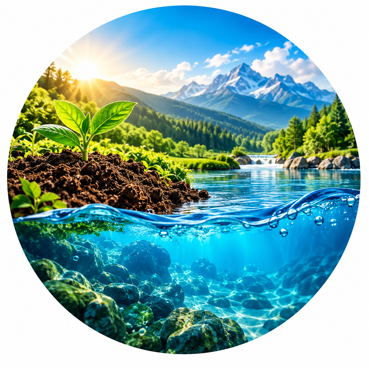 Water droplet icon representing land and water impact