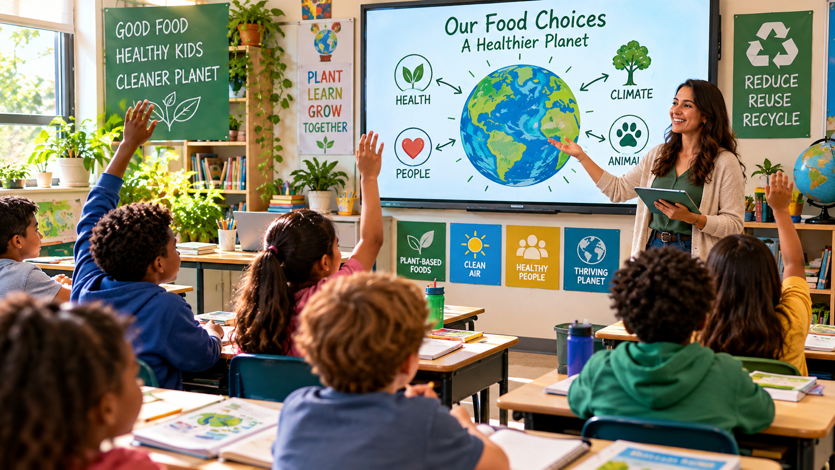 A classroom taking part in Climate Diet's Power of Food Program