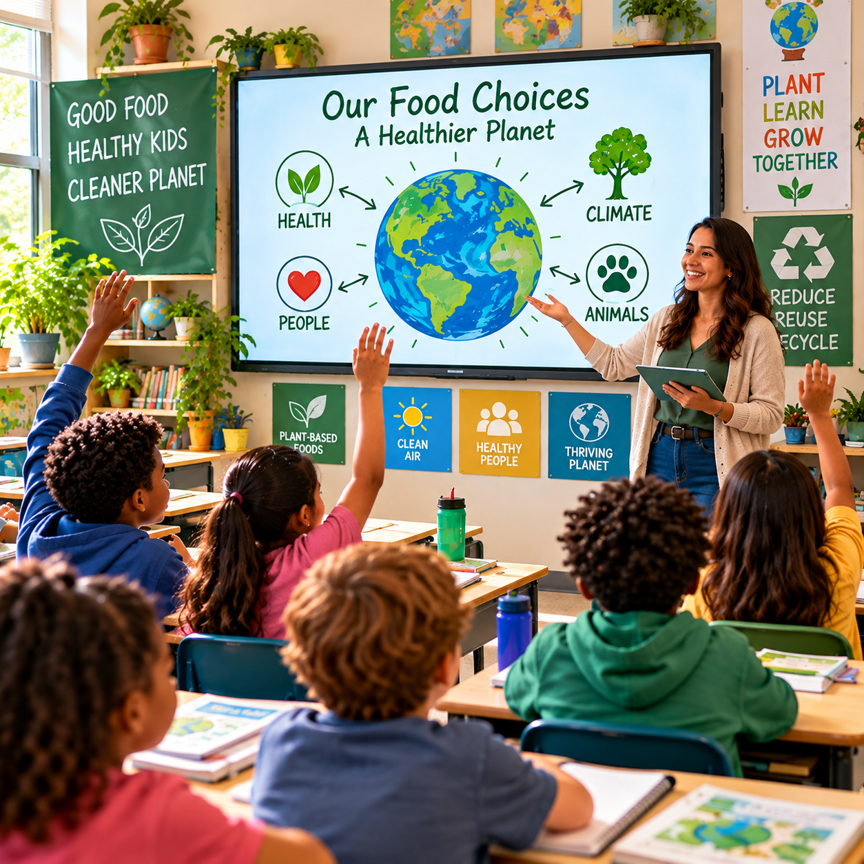 Students learning together in class – Plant the Future campaign by Climate Diet